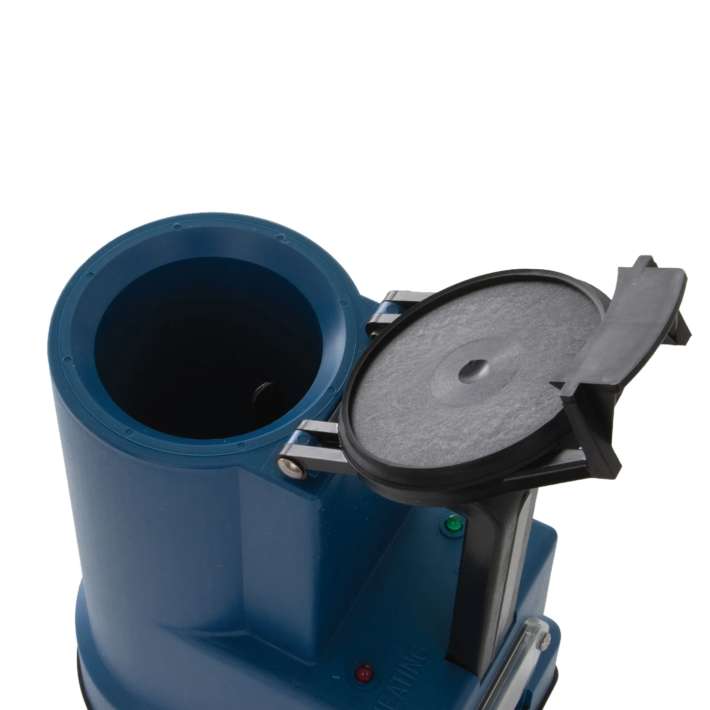 Digital Cito Thaw,"Blue cylindrical unit with open black hinged lid"