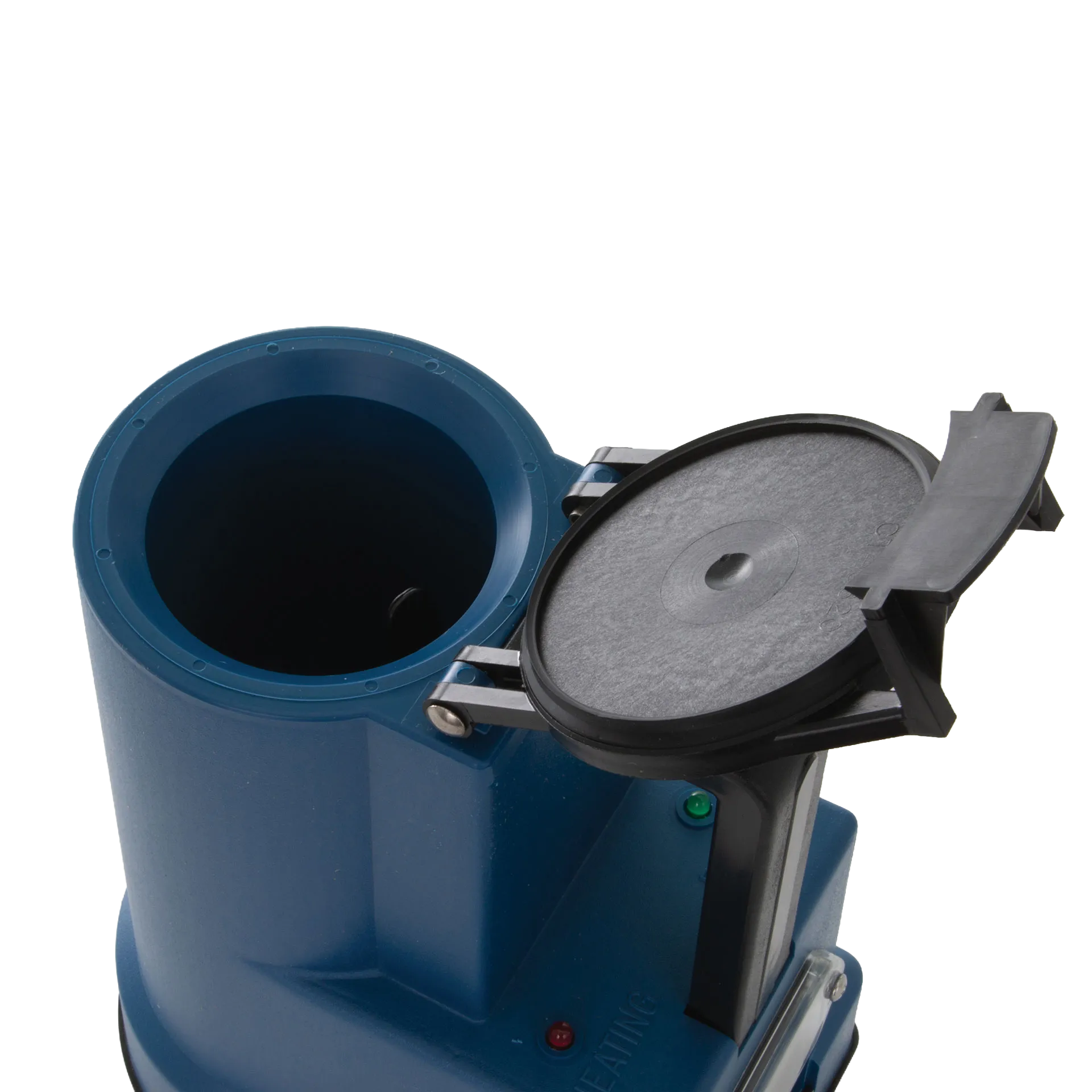 Digital Cito Thaw,"Blue cylindrical unit with open black hinged lid"