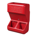 Creep Feeder,"Red plastic feeder with two front feed openings"
