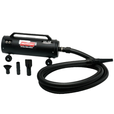 Air Force Master Blaster Dryer,"Black pet dryer with hose and three nozzle attachments"