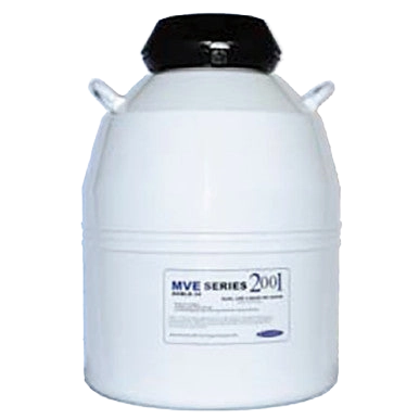 Doble-34 Storage/Vapor Liquid Tank,"Dewar tank with black lid and side handles"
