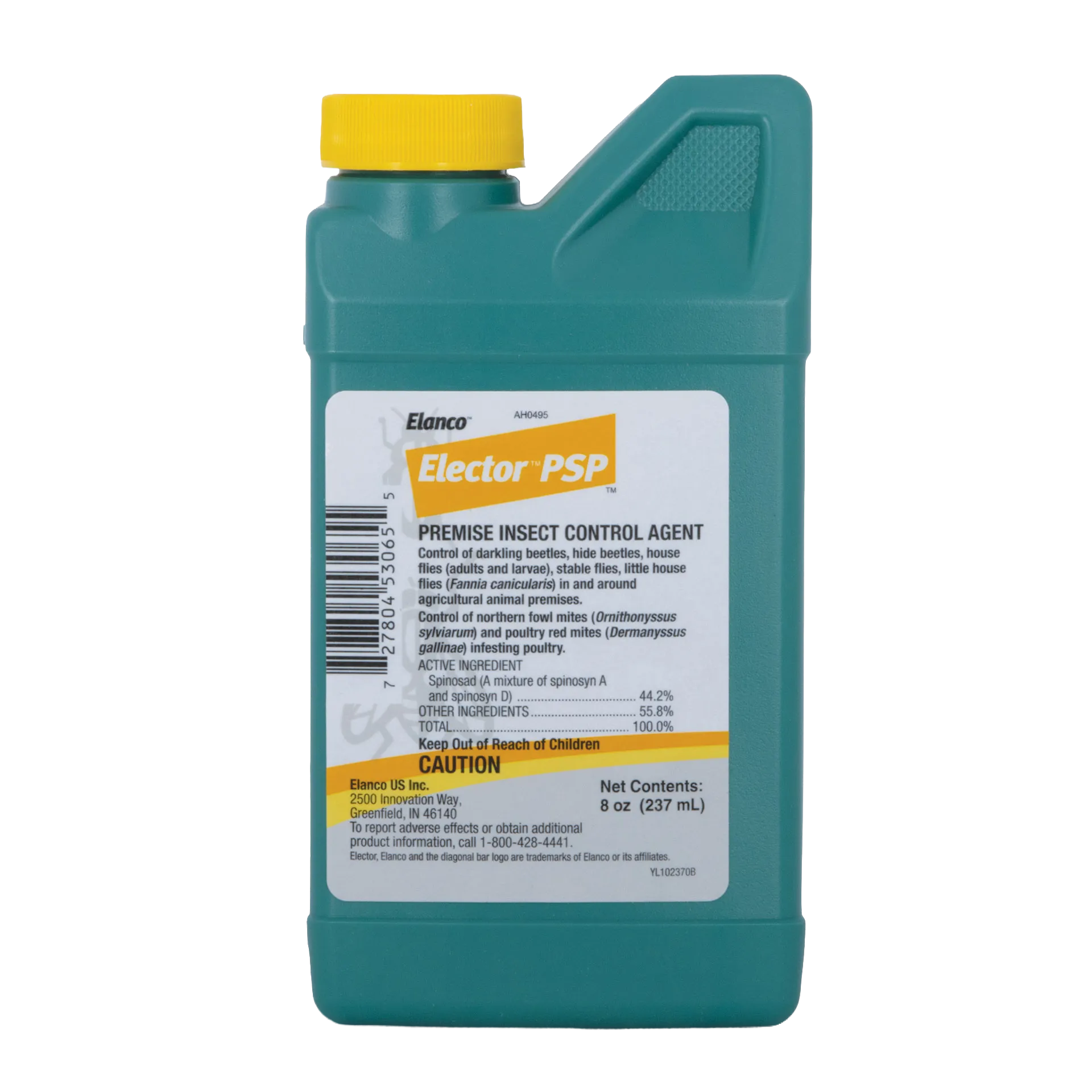 Elector PSP Premise Spray,"Teal plastic bottle with yellow cap and front label"