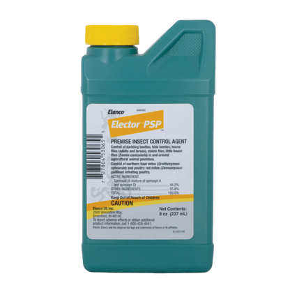 Elector PSP Premise Spray,"Teal plastic bottle with yellow cap and front label"