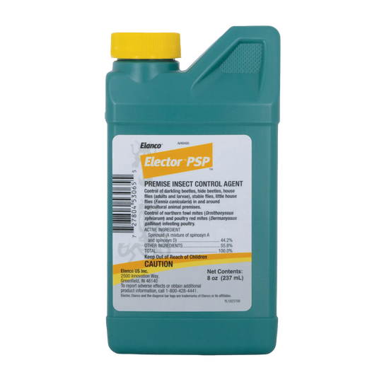 Elector PSP Premise Spray,"Teal plastic bottle with yellow cap and front label"