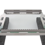 Floating Straw Rack,"Stainless steel rack with serrated slots and black foam side floats"