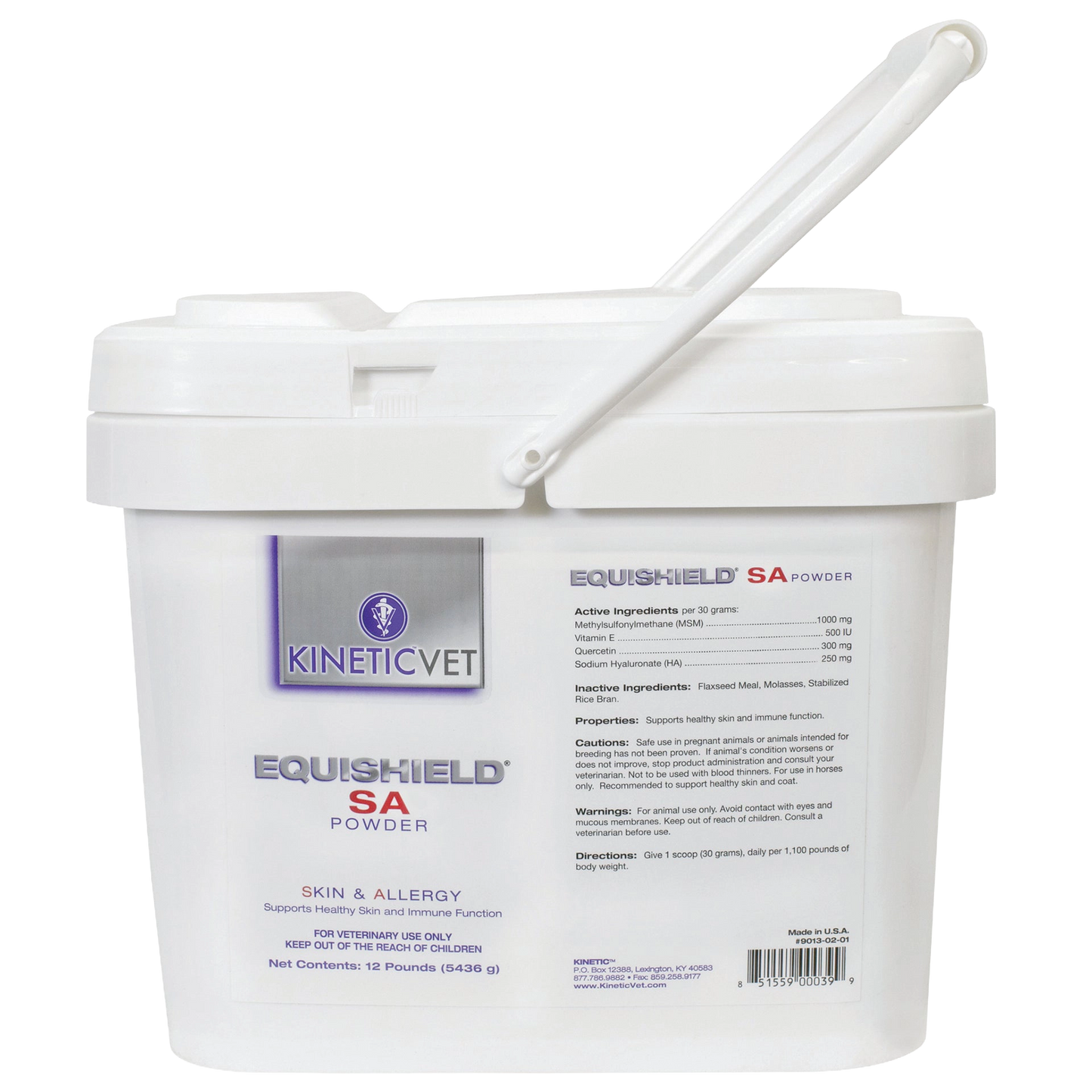 EquiShield® SA (Skin & Allergy),"White plastic tub with hinged lid and scoop"