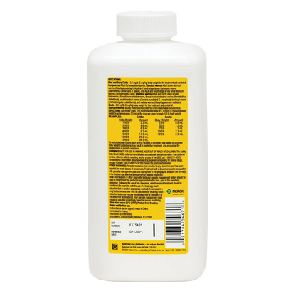 Safe-Guard® Dewormer for Goats Cattle,"White bottle with yellow back label and white cap"