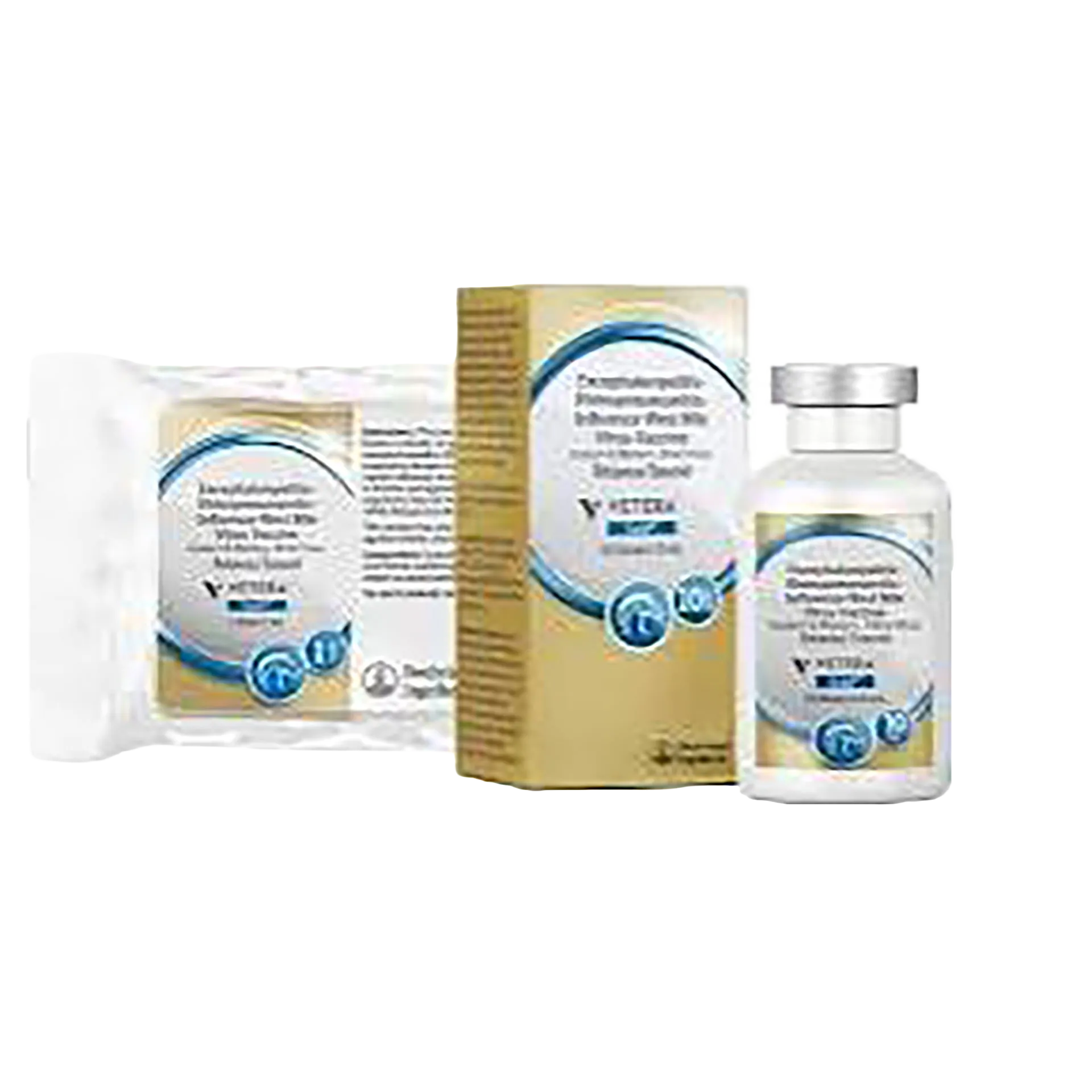 VETERA® GoldXP, 10 dose vial,"Boxed vaccine vial with foil pouch"