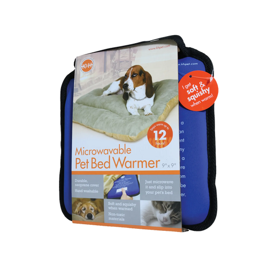 Microwavable Pet Bed Warmer,"Blue pet bed warmer with retail packaging sleeve"