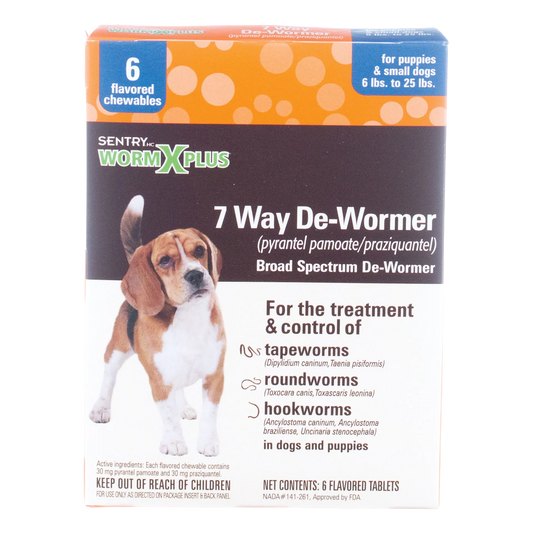 Worm X Plus®,"Front of de-wormer box with beagle image"
