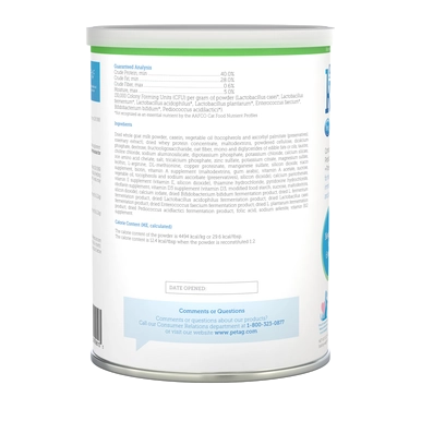 Goat's Milk KMR Kitten Milk Replacer Powder,"Back view of powdered milk replacer can with label"