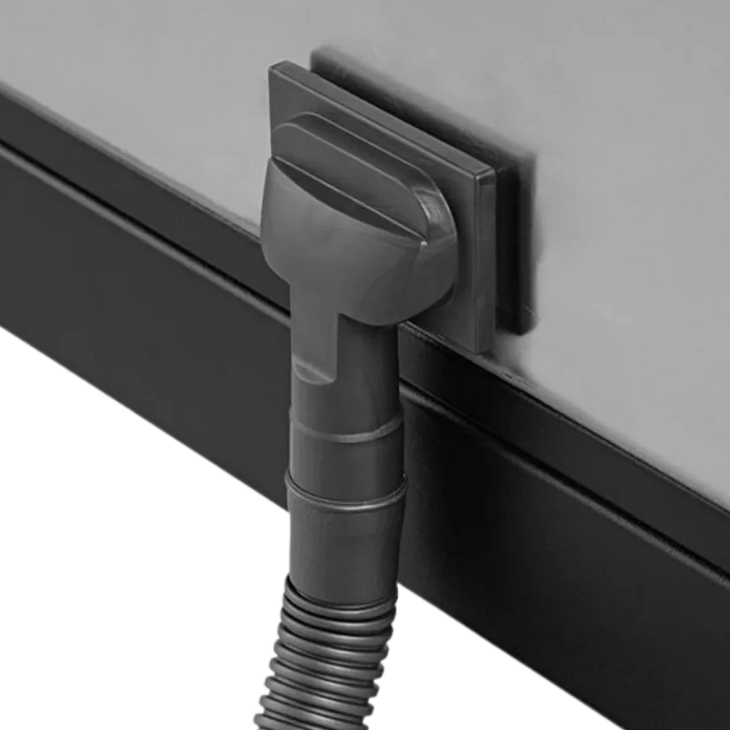 Dog Grooming Electric Tub with Lift-up Door by Waggz,"Drain hose attached to tub outlet fitting"