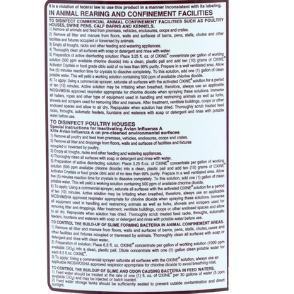 Oxine® Animal Health (AH),"Back label with usage instructions on bottle"
