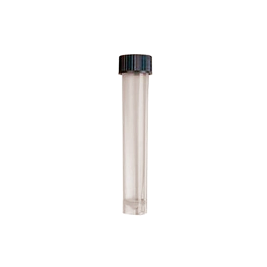 10 ml Transport Tube Free Standing,"Clear tube with black screw cap"