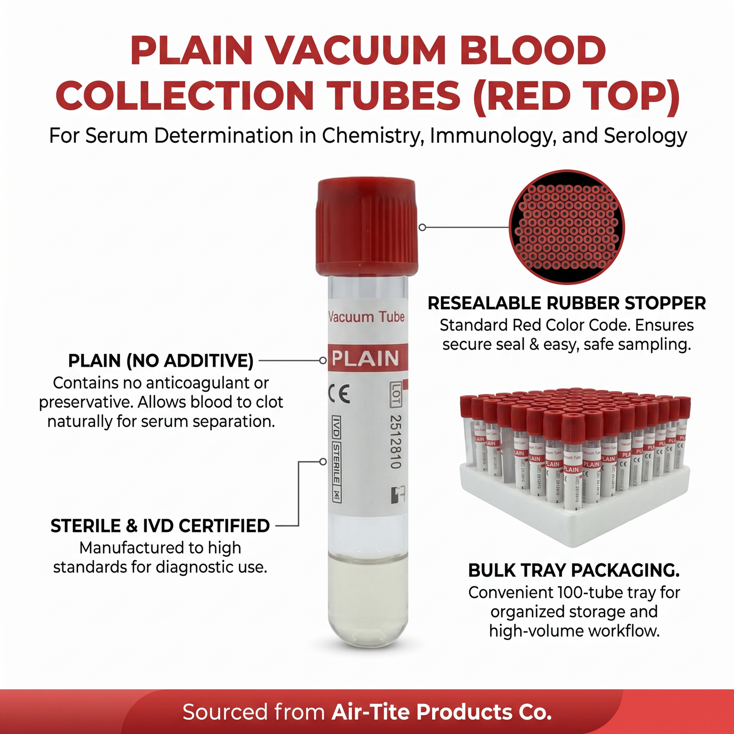 Vacutainer w/No Additive Red Top