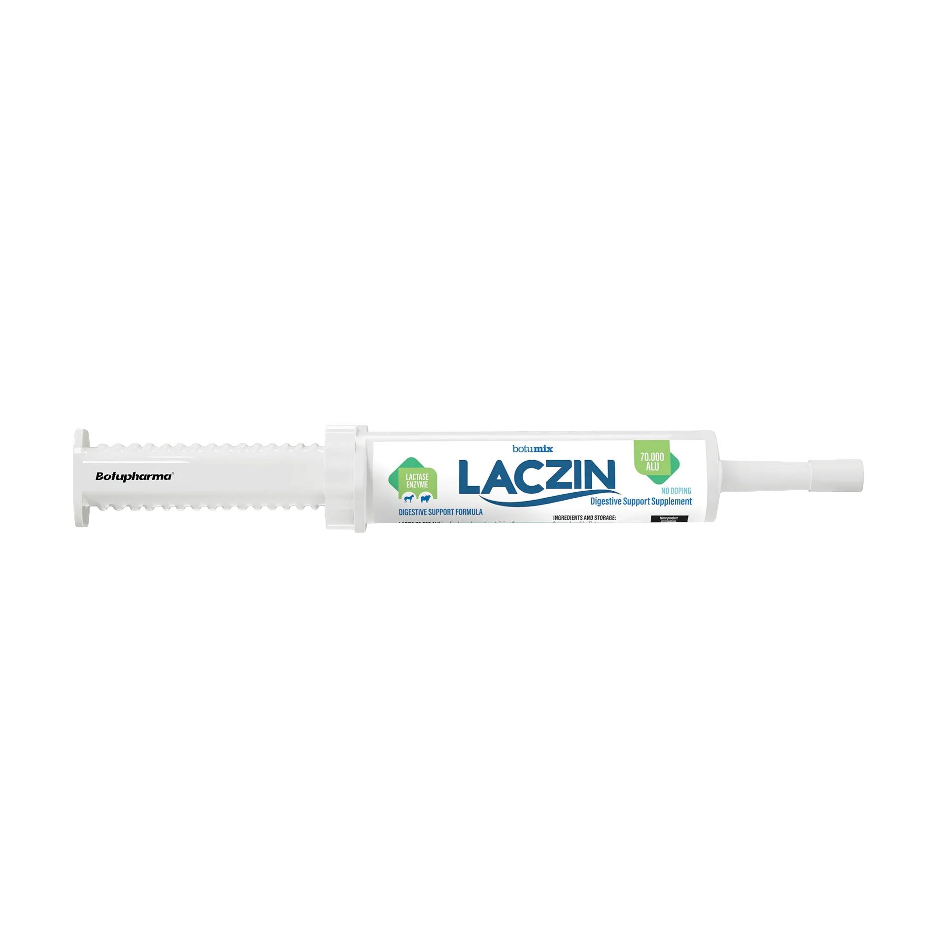 BotuMix Laczin 70000 FCC,"White oral paste syringe with plunger and capped tip"