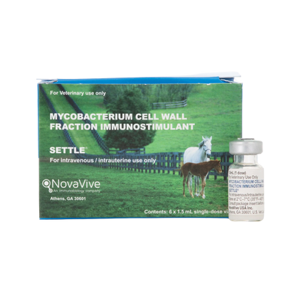 Settle,"Box with vial in front and horse pasture graphic"