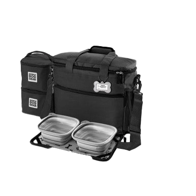 Week Away® Tote Bag,"Black tote bag with shoulder strap and two collapsible bowls"