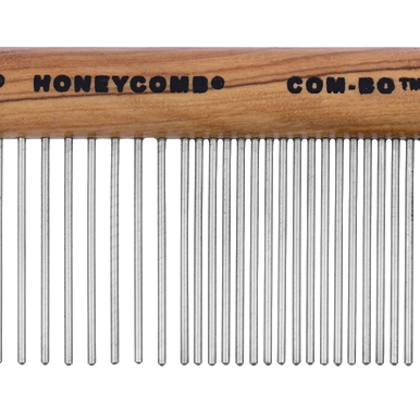 Aaronco 7"" Woody's Honeycomb 50/50 Com-Bo","Wooden comb with mixed wide and fine metal teeth"