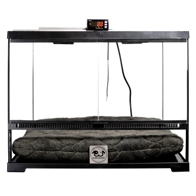 Puppywarmer® Puppy Incubator,"Glass-front incubator with digital display and cushion pad"