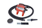 Mini K-9 Dog Dryer,"Red blower dryer with flexible hose and nozzle attachments"