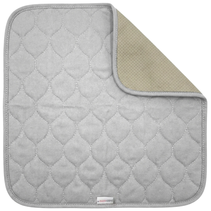 Puppywarmer Whelping Box Pad,"Gray quilted pad with corner folded to show textured underside"