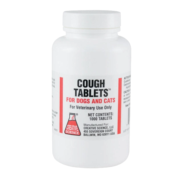 Cough Tablets™ for Dogs and Cats,"White plastic bottle with screw cap and front label"