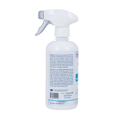 Vetericyn® VF Plus Wound & Skin Care,"White spray bottle with trigger nozzle, back label view"