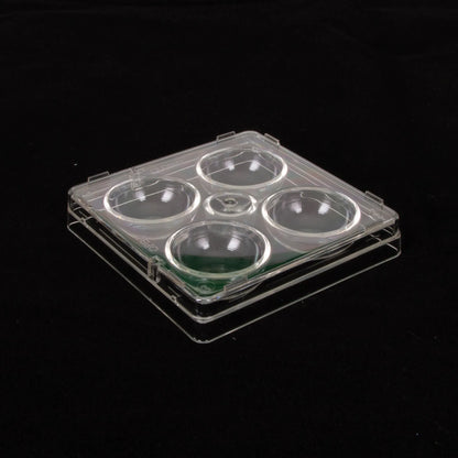 Search Dish-4 Well,"Clear 4-well culture dish with lid shown closed"